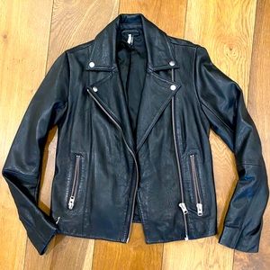 black leather Moto Jacket Top Shop size us 2